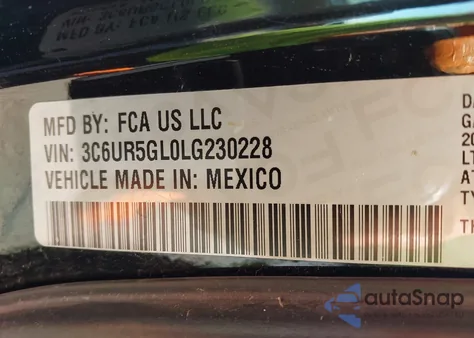 2020 Ram 2500 Laramie Longhorn 4X4 6'4 Box from USA, damaged, VIN 3C6UR5GL0LG230228